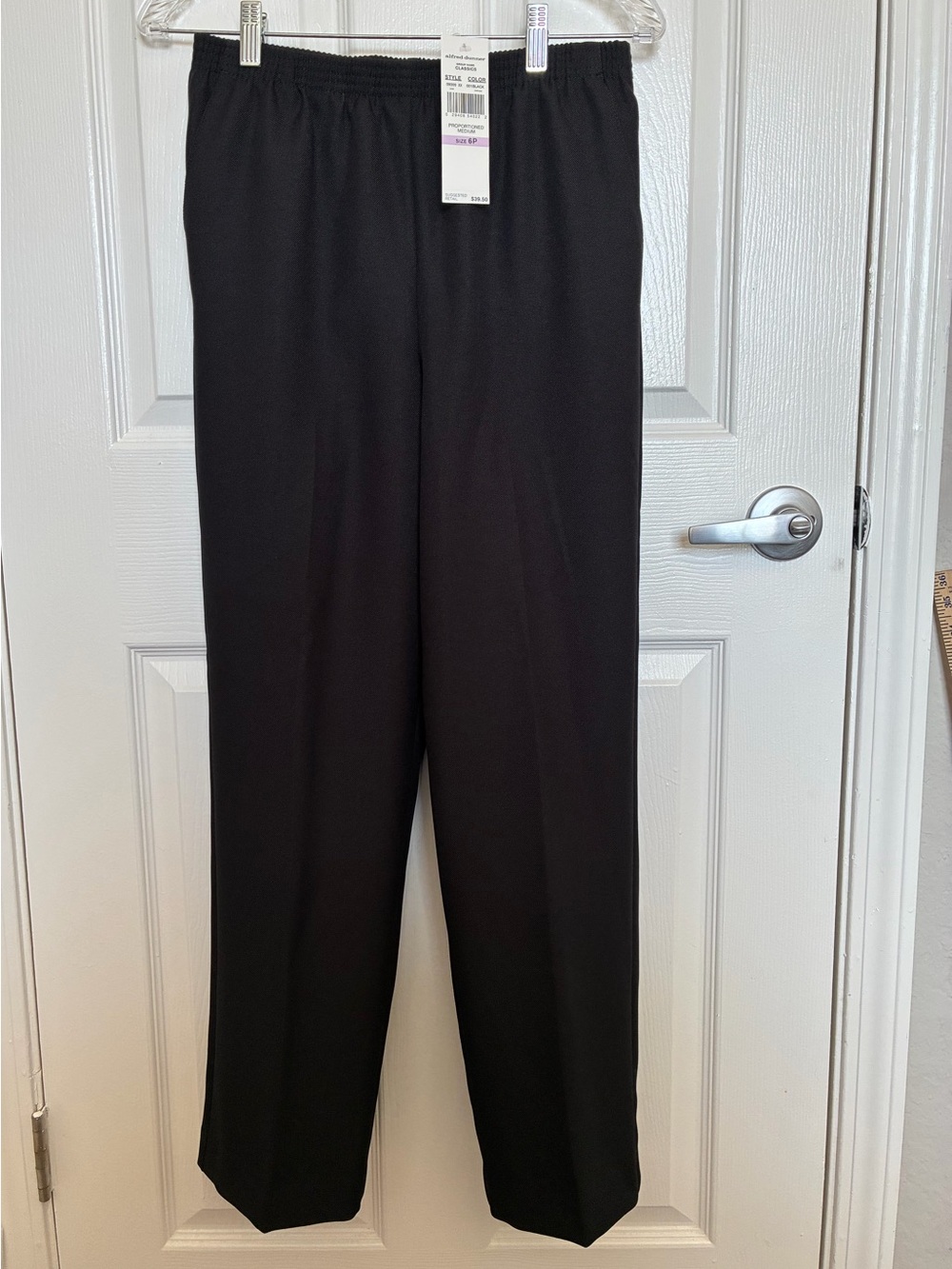 Alfred Dunner Men's Black Elastic-Waist Dress Pants